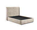 Plush Beige Upholstered Double Bed Frame with Storage