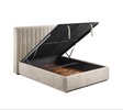 Plush Beige Upholstered King Size Bed Frame with Storage
