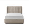 Elegant 5ft bed with upholstered beige fabric.
