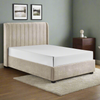 Frida King Size Bed Upholstered Beige with Elegant Design.
