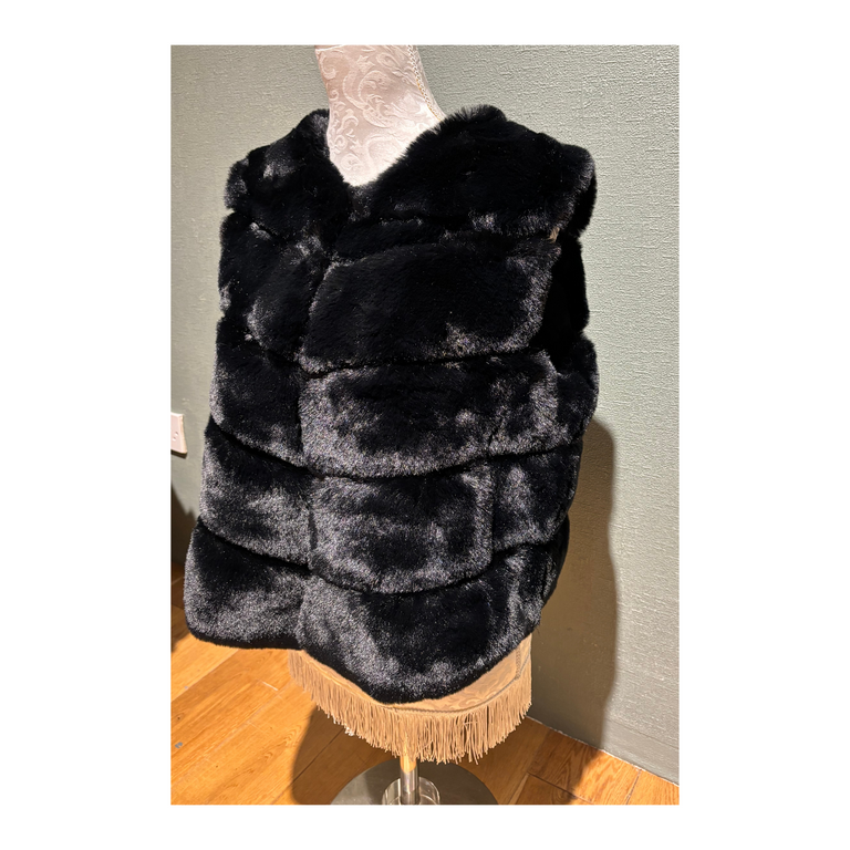 Sleeveless Faux Fur Jacket Black