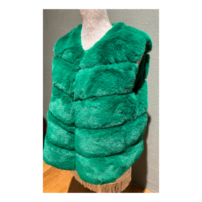 Sleeveless Faux Fur Jacket Green