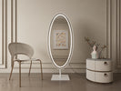 "Gold Oval LED Mirror for Hallway and Living Room"
