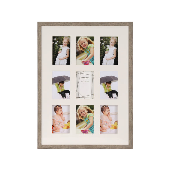 Rustic oak gallery collage frame with nine picture slots