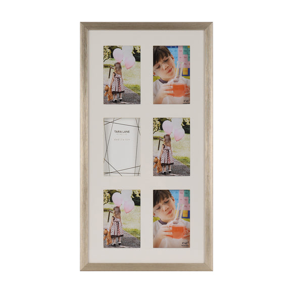 Four-photo collage frame with champagne design