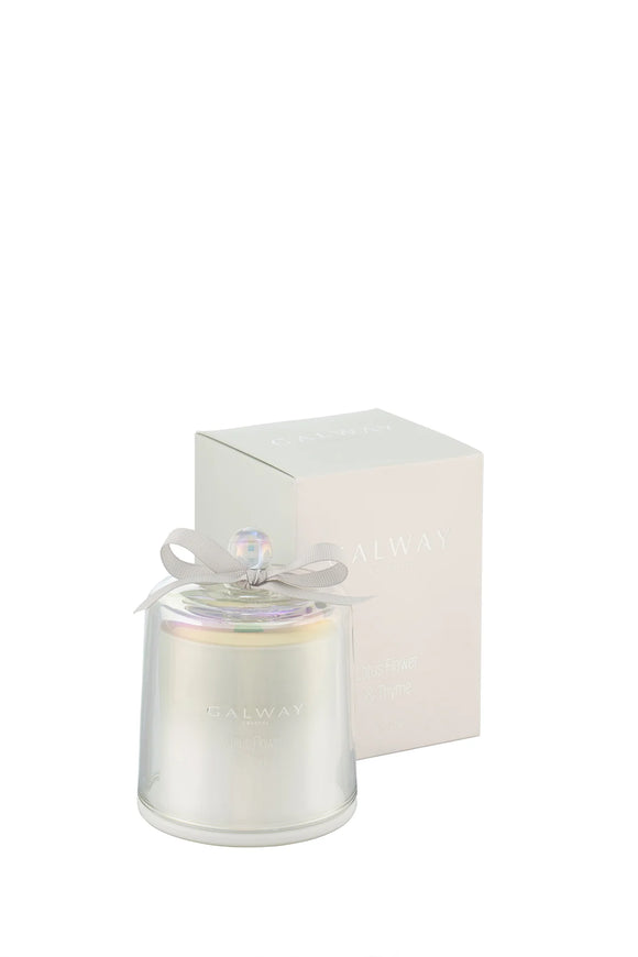 Premium Galway Crystal Lotus Flower & Thyme Scented Bell Jar Candle