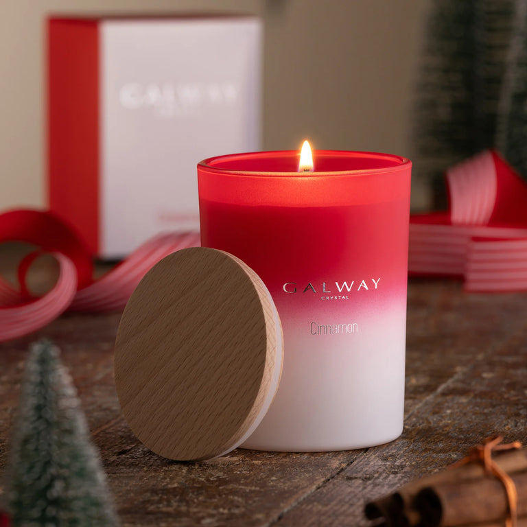 Galway Crystal Cinnamon Candle – Large Wooden Lid Jar