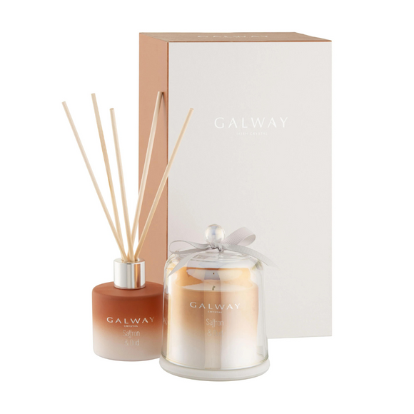 Luxurious Saffron and Oud Candle in elegant bell jar.