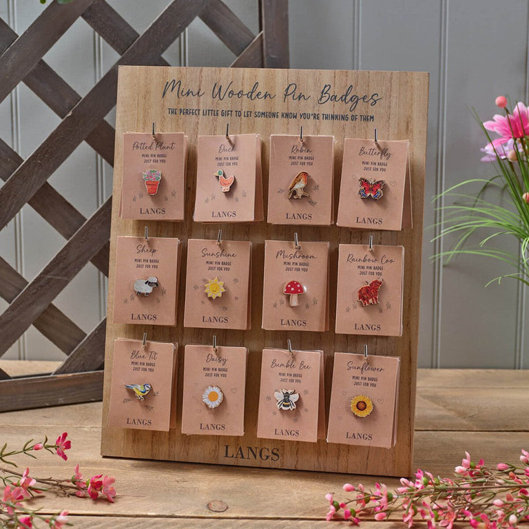 Garden Birds Mini Wooden Brooch