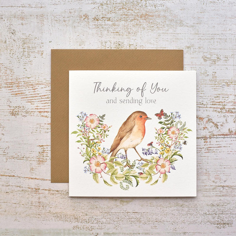Garden Birds Robin Thinking of You Card
