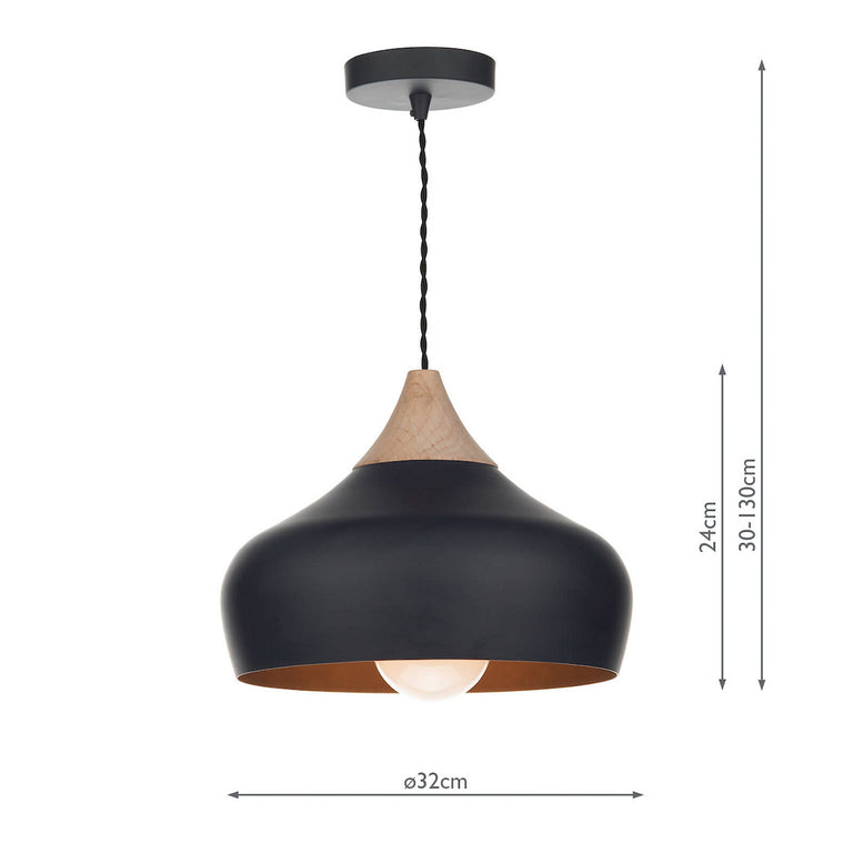 Gaucho Pendant Black and Natural Wood - Lighting Collection Home Decor