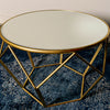 Geometric End Table Mirrored Gold with tempered glass top