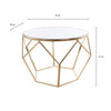 Geometric End Table Mirrored Gold picture with measurements