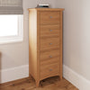 Contemporary style meets functionality in this tall chest.