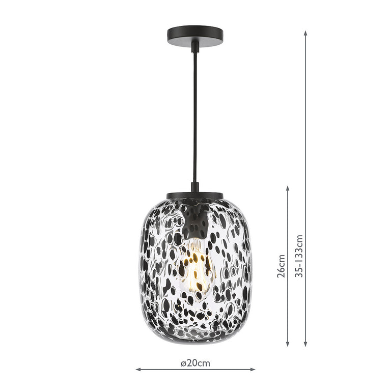 Gethin Pendant Matt Black/Confetti Glass - Stylish Lighting Collection