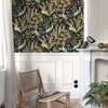 Ghent Black Heron Bird Wallpaper hung in a styled room setting