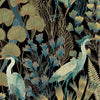 Ghent Black Heron Bird Wallpaper swatch showing the full pattern