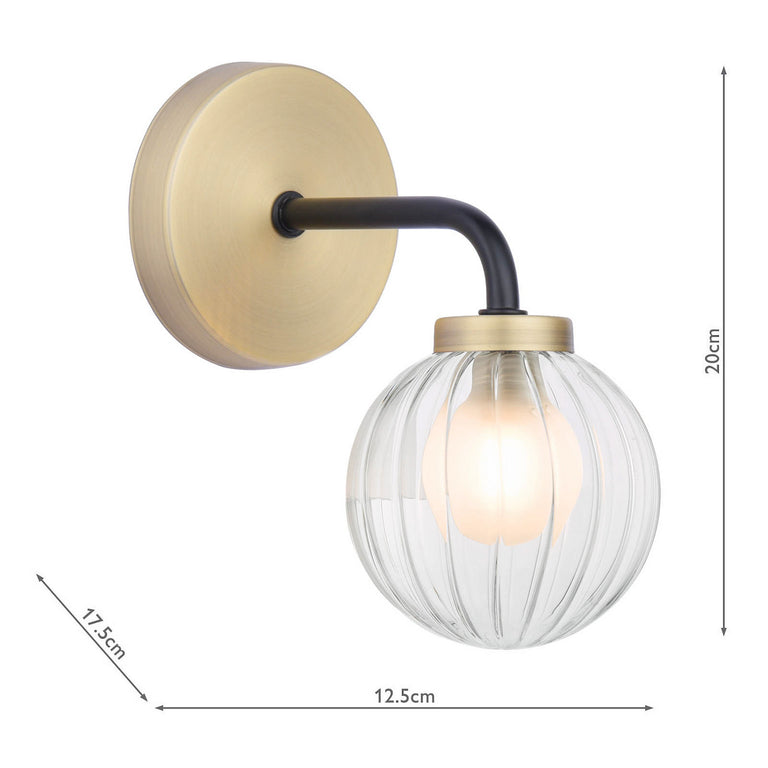 Gibbs Wall Light Antique Brass & Glass - Modern Wall Lamp