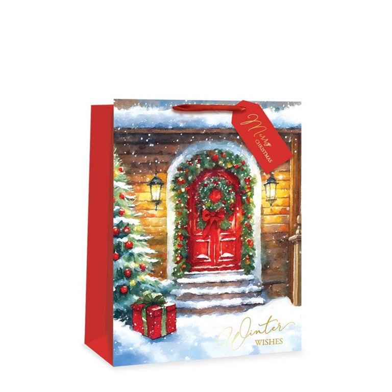 Large Gift Bag with Christmas Door Design – Festive Christmas Decoration