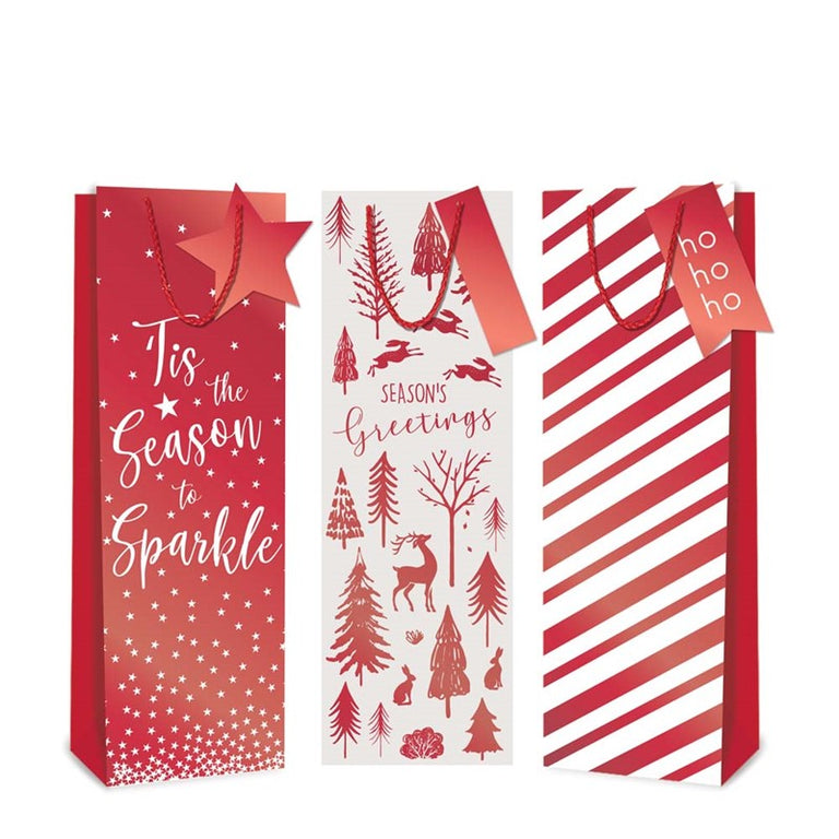 Red Foil Bottle Gift Bag – Luxury Christmas Decoration & Holiday Decor