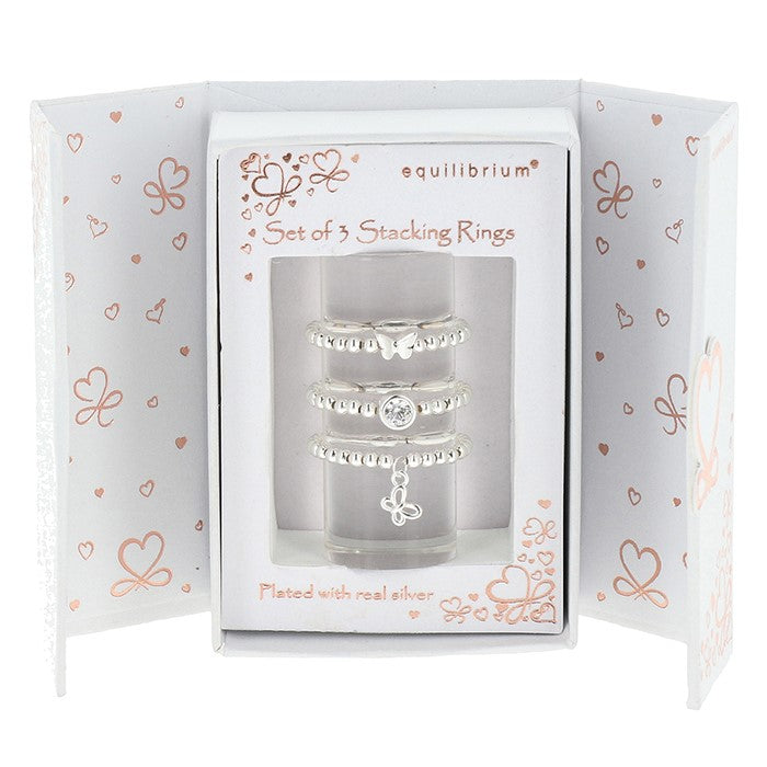 Gift Set 3 Silver Plated Rings Butterflies