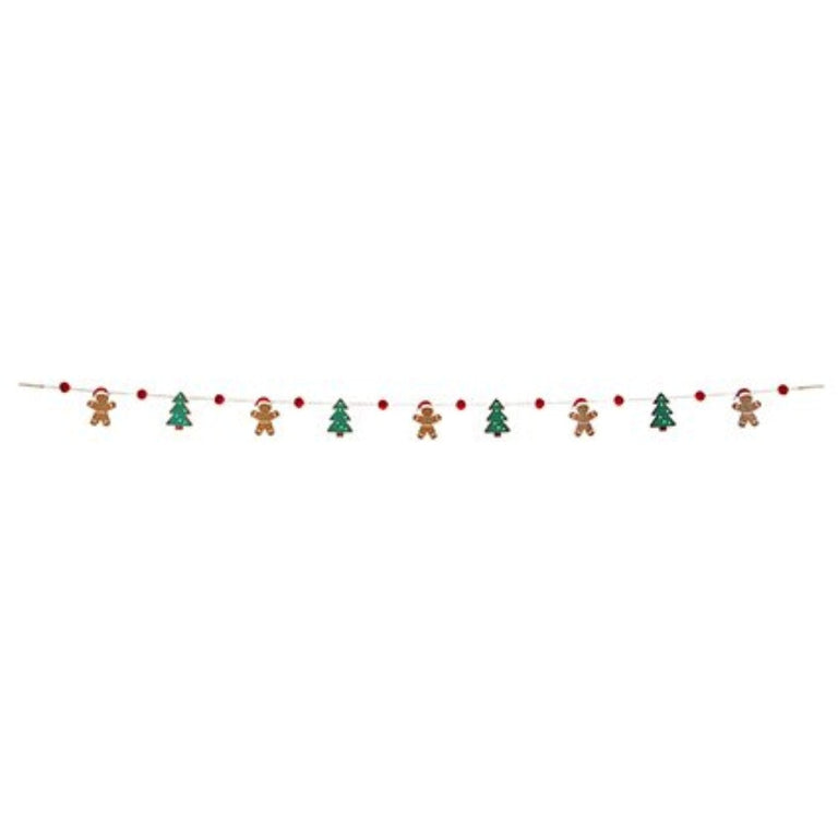Gingerbread Santa and Trees Garland