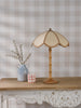 Giuliana 2 Light Table Lamp Wood with Rattan Shade life style picture with turned off light