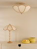 Giuliana 3 Light Semi-Flush Rattan and Satin Taupe perfect for retro vintage style