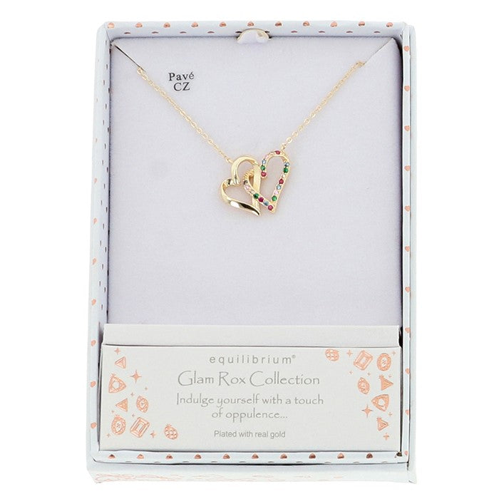 Glam Rox Entwinded Hearts Gold Plated Necklace - Pendant Collection