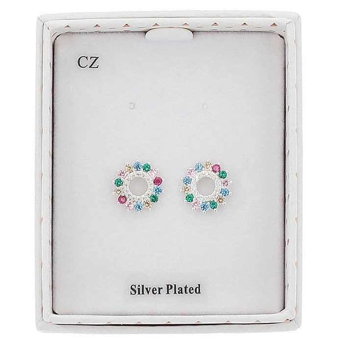 Glam Rox Colour Burst Silver Plated Earrings - Silver Plated Giftware