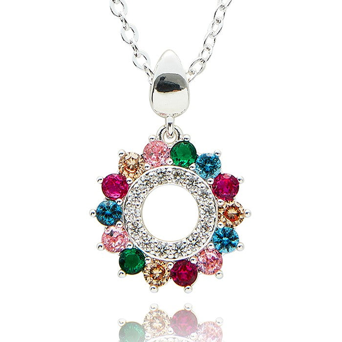 Glam Rox Colour Burst Silver Plated Necklace - Jewellery Collection