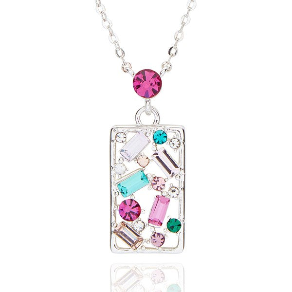 Glam Rox Stylish Rectangle Silver Plated Necklace