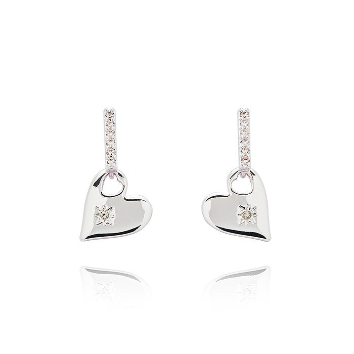 Glam Silver Plated Heart Earrings