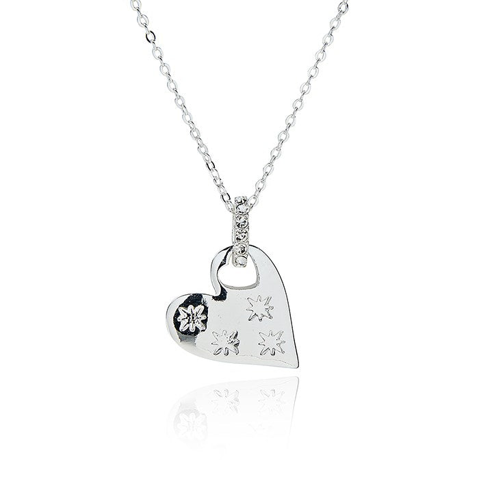 Glam Silver Plated Heart Necklace
