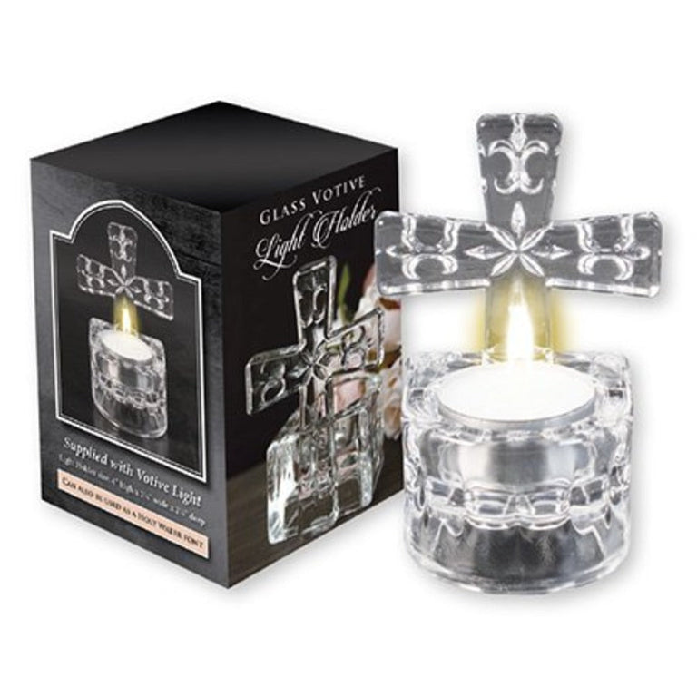 Glass Cross Tea Light Holder
