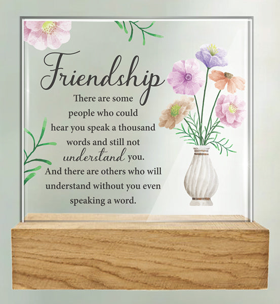 Glass Plaque/Wood Base/Friendship
