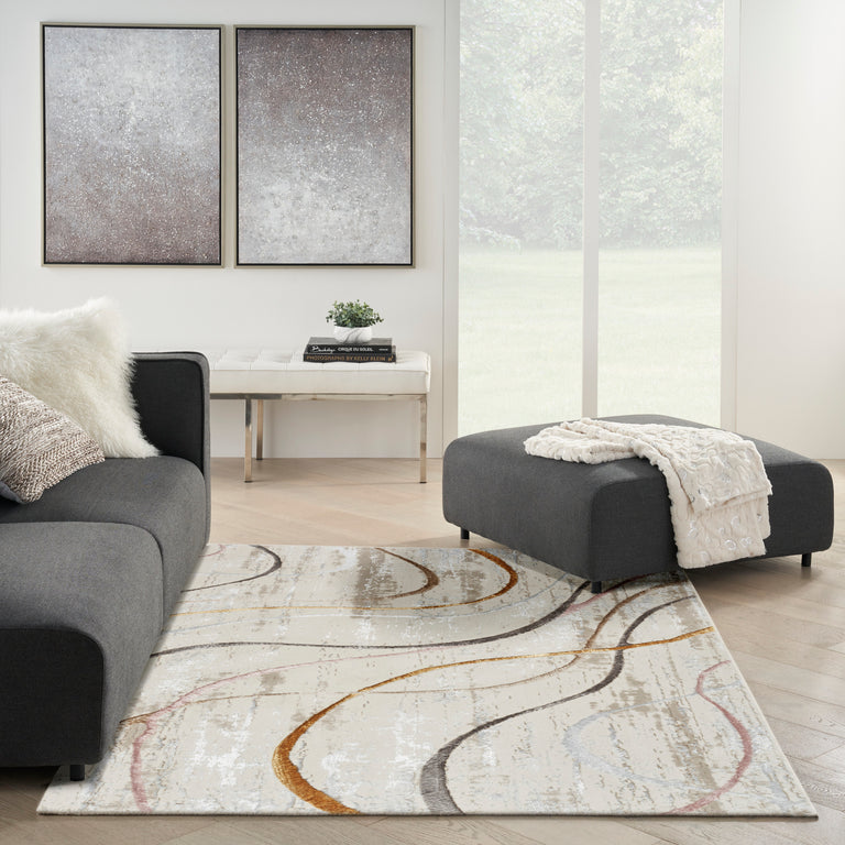 Nourison Glitz Rug GLZ01 Ivory Multicolor