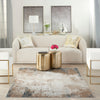 Nourison Glitz Rug GLZ06 Taupe Multicolor lifestyle picture in the living room