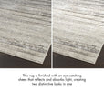 Nourison Glitz Rug GLZ10 Cream Grey changes color under different lighting conditions