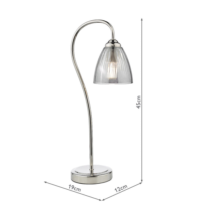 Glynis Table Lamp Polished Nickel/Smoked Ribbed Glass - Modern Lighting