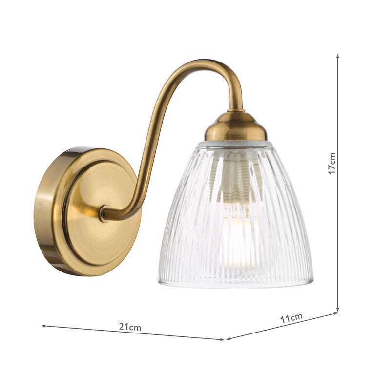 Glynis Wall Light Antique Bronze/Ribbed Glass - Bronze Wall Lamp