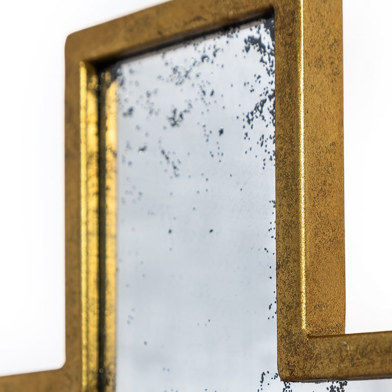 Gold Antiqued Cross Wall Mirror