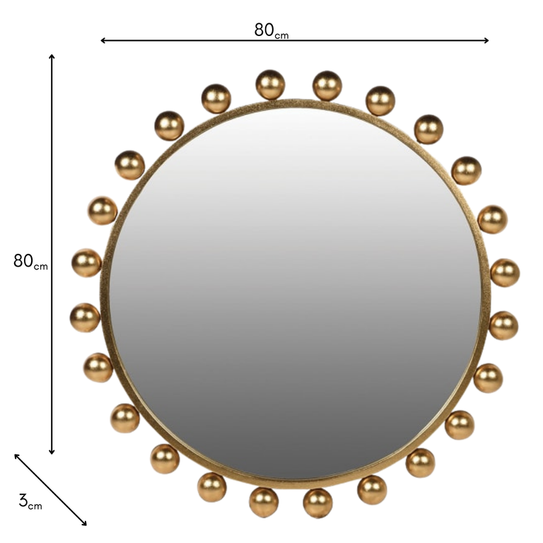 Bobble Edge Round Wall Mirror Gold - Luxury Furniture Décor
