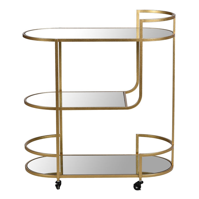 Gold Mirrored 3 Tier Serving Trolley
