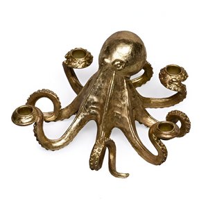 Elegant gold octopus candlestick for a unique table centerpiece.