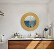 "Stunning Round Mirror: A Touch of Gold Elegance"
