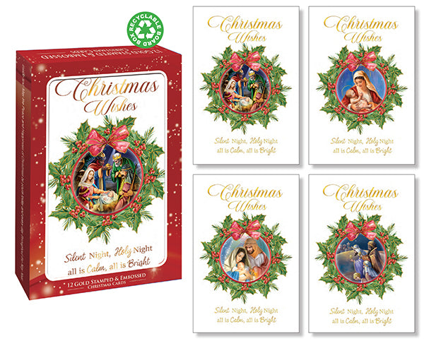 Gold Stamped Christmas Cards – Boxed Set of 12 Cards for Christmas
