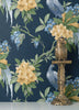 Golden Pheasant Dark Blue Floral Wallpaper close view life style picture