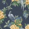 Golden Pheasant Dark Blue Floral Wallpaper close view picture of the wallpaper design