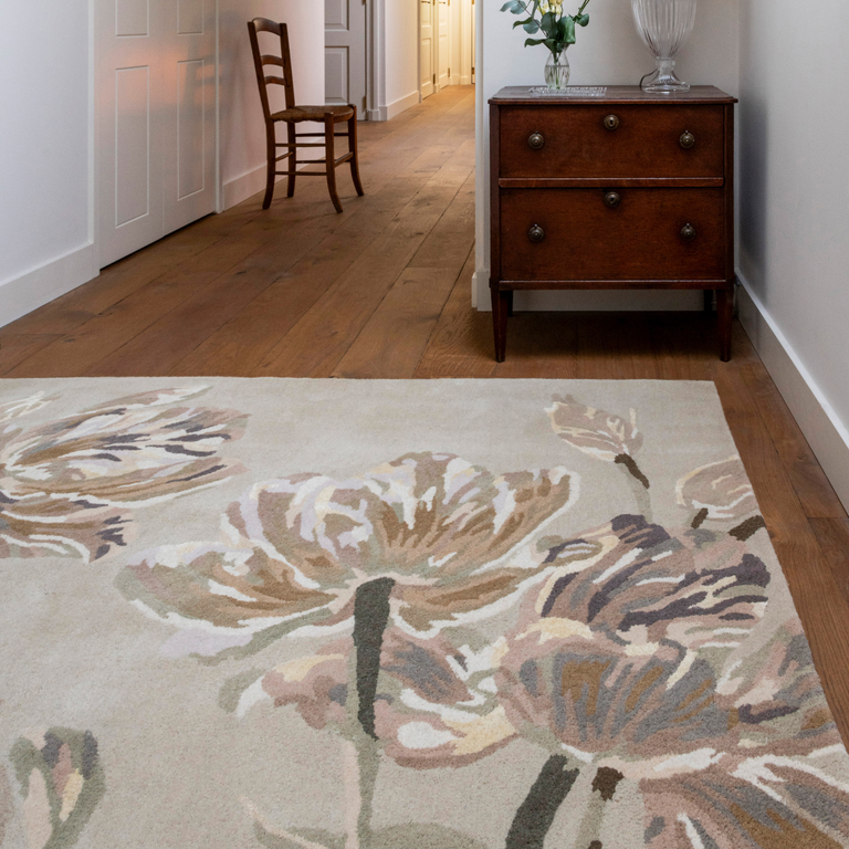 Laura Ashley Gosford Floral Rug Natural/Sage Green